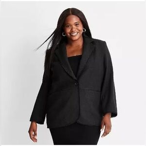 Future Collective Boucle Frayed Edge Blazer Size 1X